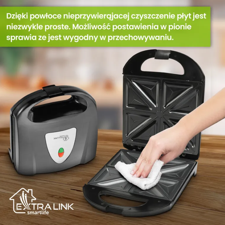 Extralink Smart Life Sandwich-Maker XXL SJ-33, Opiekacz do kanapek XXL, 1400W, Opiekacz na 4 tosty