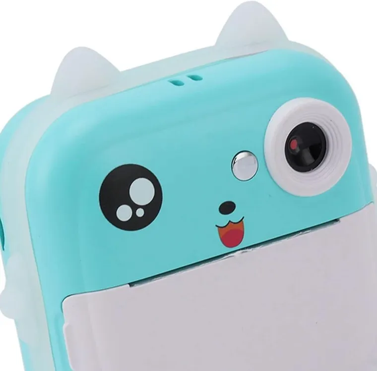 Extralink, zestaw: mini drukarka termiczna z aparatem, niebieska + 3 rolki papieru termicznego