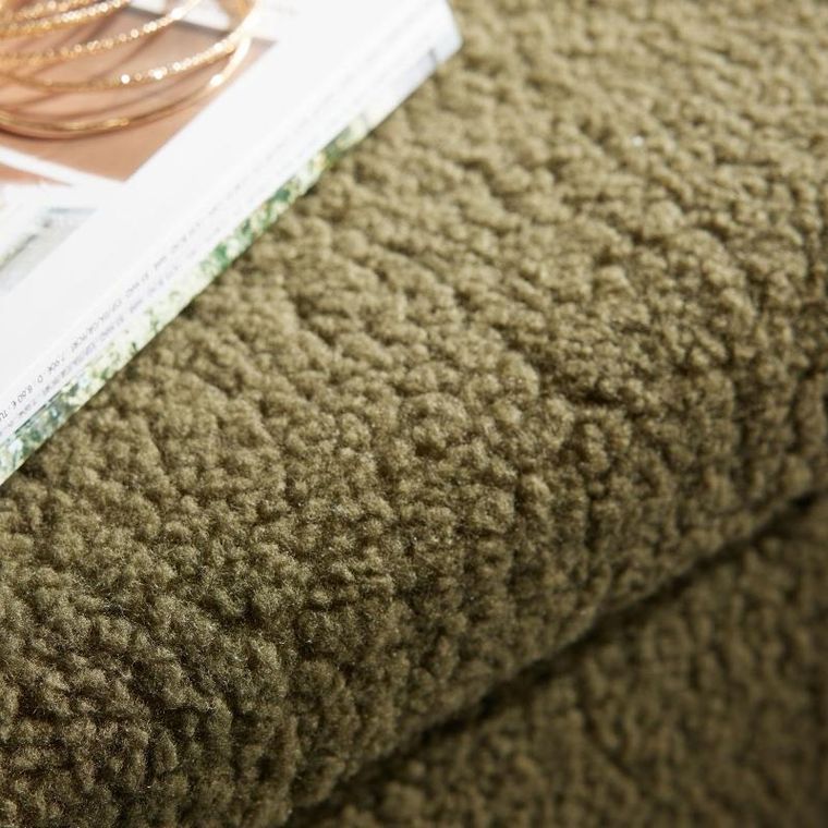 Factory, Matcha, składana ławka z tkaniny bouclé, 76-38 cm