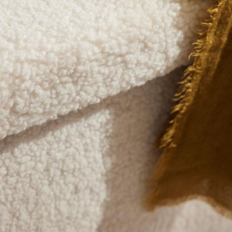 Factory, Matcha, składana ławka z tkaniny bouclé, 76-38 cm