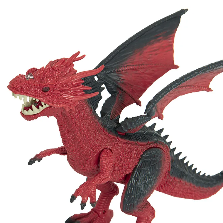 Fire Dragon, Smok, zdalnie sterowana figurka interaktywna z parą, czerwona