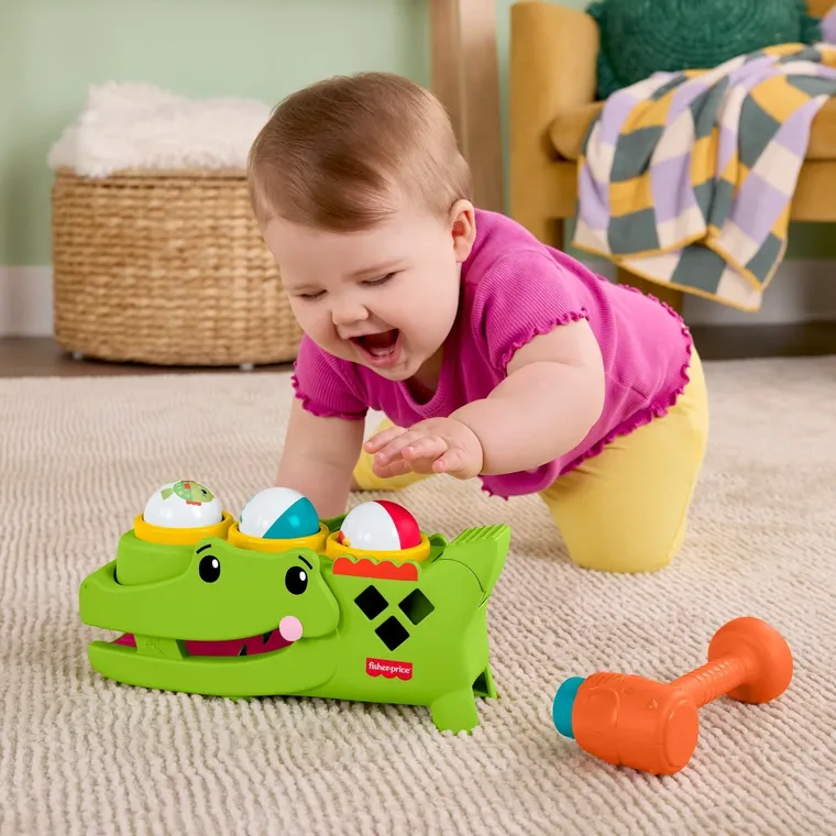 Fisher-Price, Krokodyl Przebijanka, zabawka aktywizująca z piłeczkami