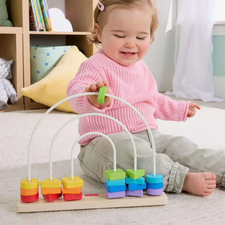 Fisher-Price, Tęcza Drewniane koraliki, kształty do przesuwania, zabawka edukacyjna