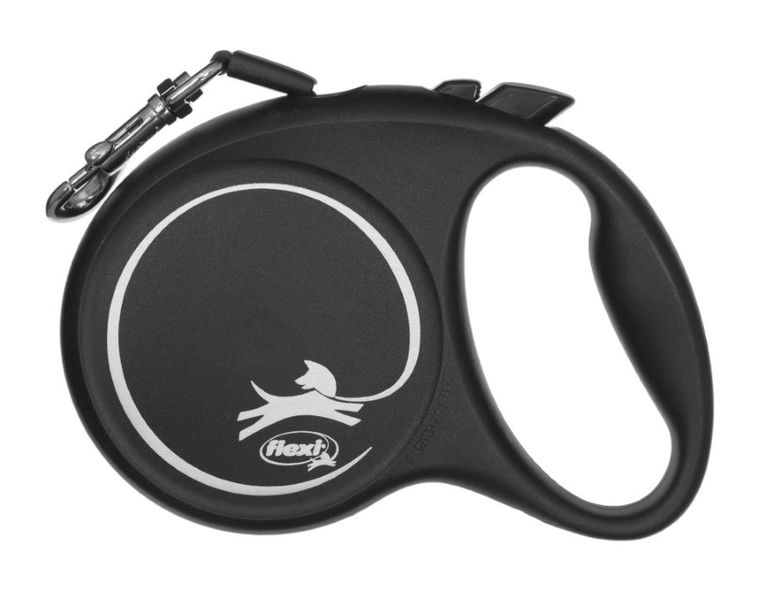 Flexi Black Design, smycz taśmowa, rozmiar M, 5m, czarna