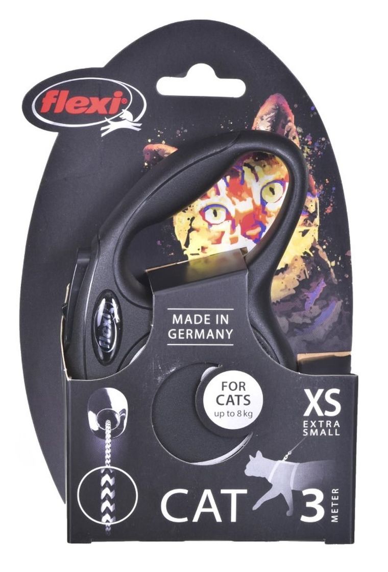 Flexi, New Classic, Cat, smycz automatyczna, linka, rozmiar 3 m, czarna