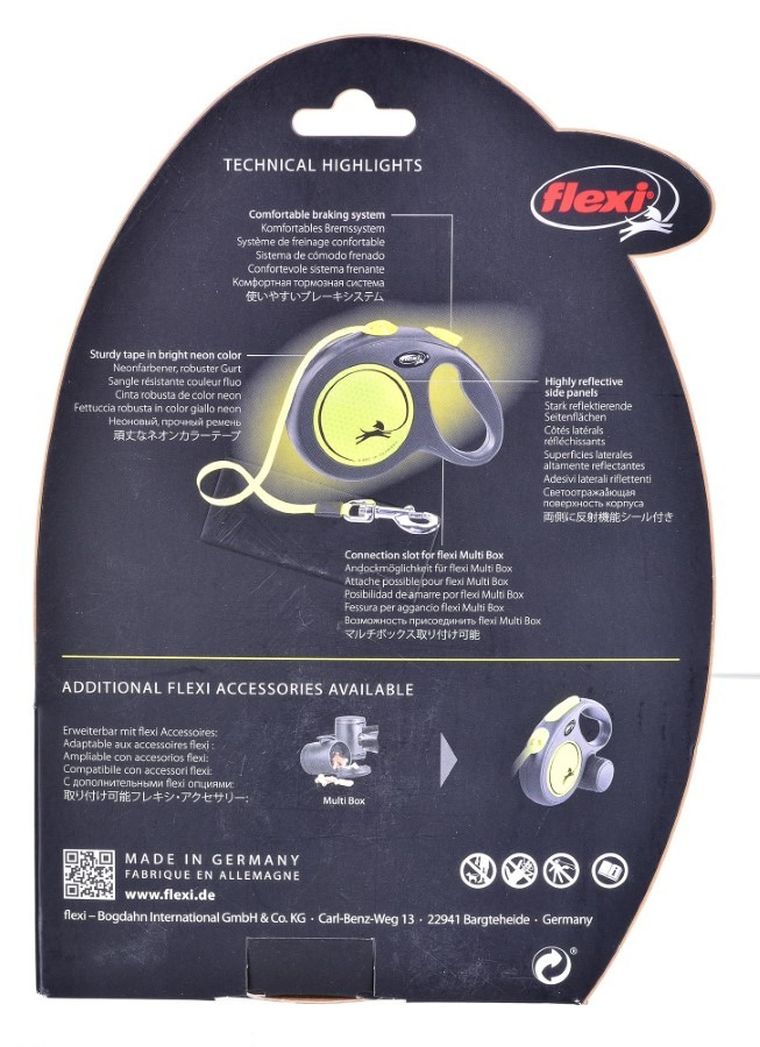 Flexi, New Neon, smycz automatyczna, rozmiar L, taśma, 5 m