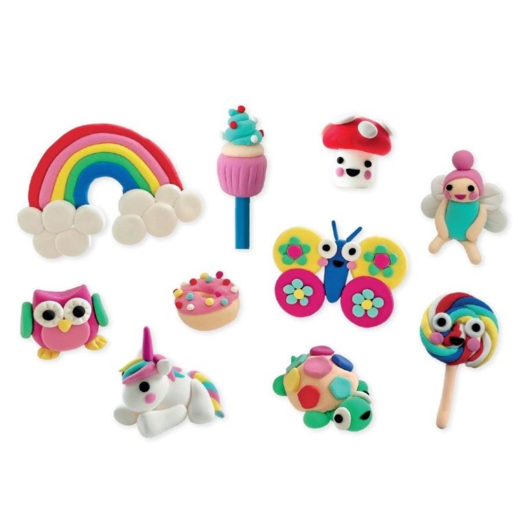 Floss & Rock, Clay & Play, Tęczowe wróżki, zestaw z gliną samoutwardzającą, 10 kolorów