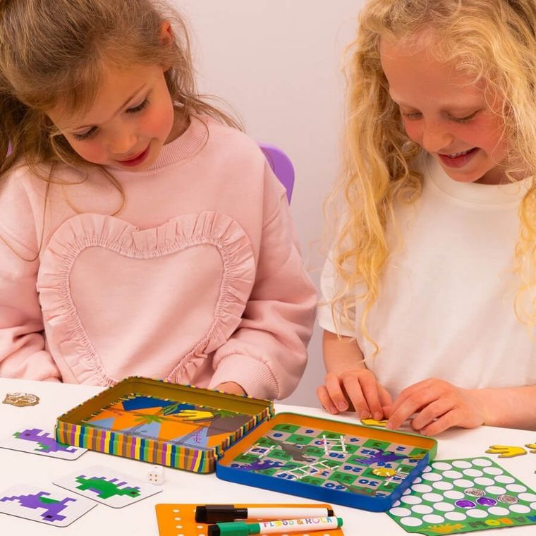 Floss & Rock, Dinozaury, gry magnetyczne w puszce 6w1