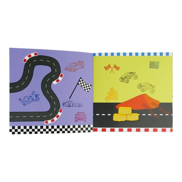 Floss & Rock, Samochody, zestaw kolorowych pieczątek i książeczka