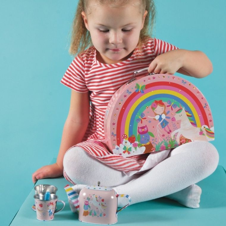 Floss & Rock, Tęczowe Wróżki, zestaw do herbaty w walizeczce, 10 elementów