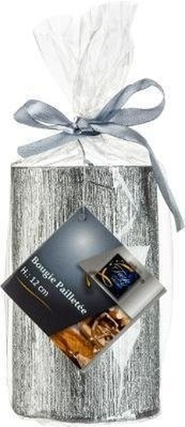 Fééric Lights and Christmas, świeca okrągła w gwiazdki, rozmiar L, srebrny, 12 cm