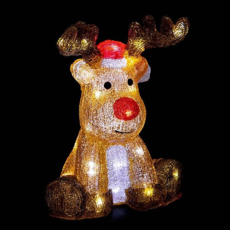 Fééric Lights And Christmas, świecąca dekoracja świąteczna, renifer, 30 cm