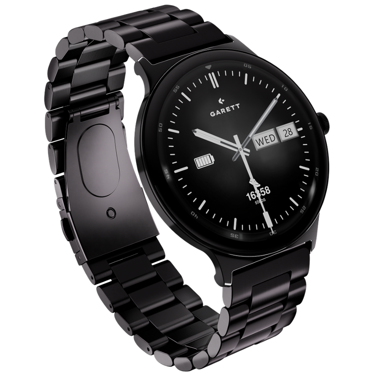 Garett, Quantum, smartwatch, stalowy, czarny