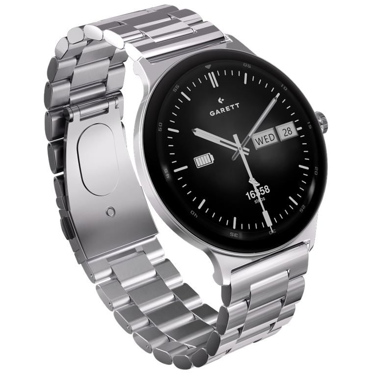 Garett, Quantum, smartwatch, stalowy, srebrny