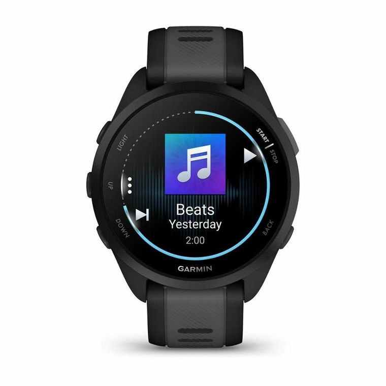 Garmin, Forerunner 165 Music, zegarek sportowy, amoled, 43 mm, czarno-szary