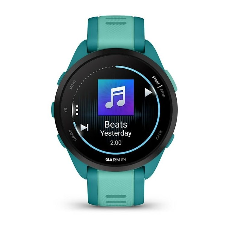 Garmin, Forerunner 165, zegarek sportowy, Music AMOLED, Turquoise Aqua, 43 mm