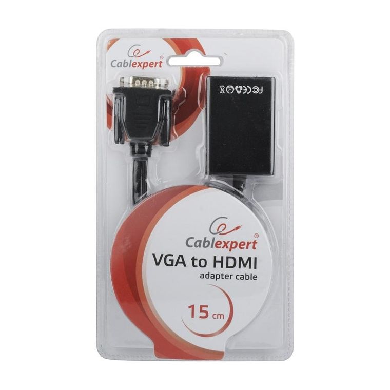 Gembird, adapter A-VGA-HDMI-01, czarny