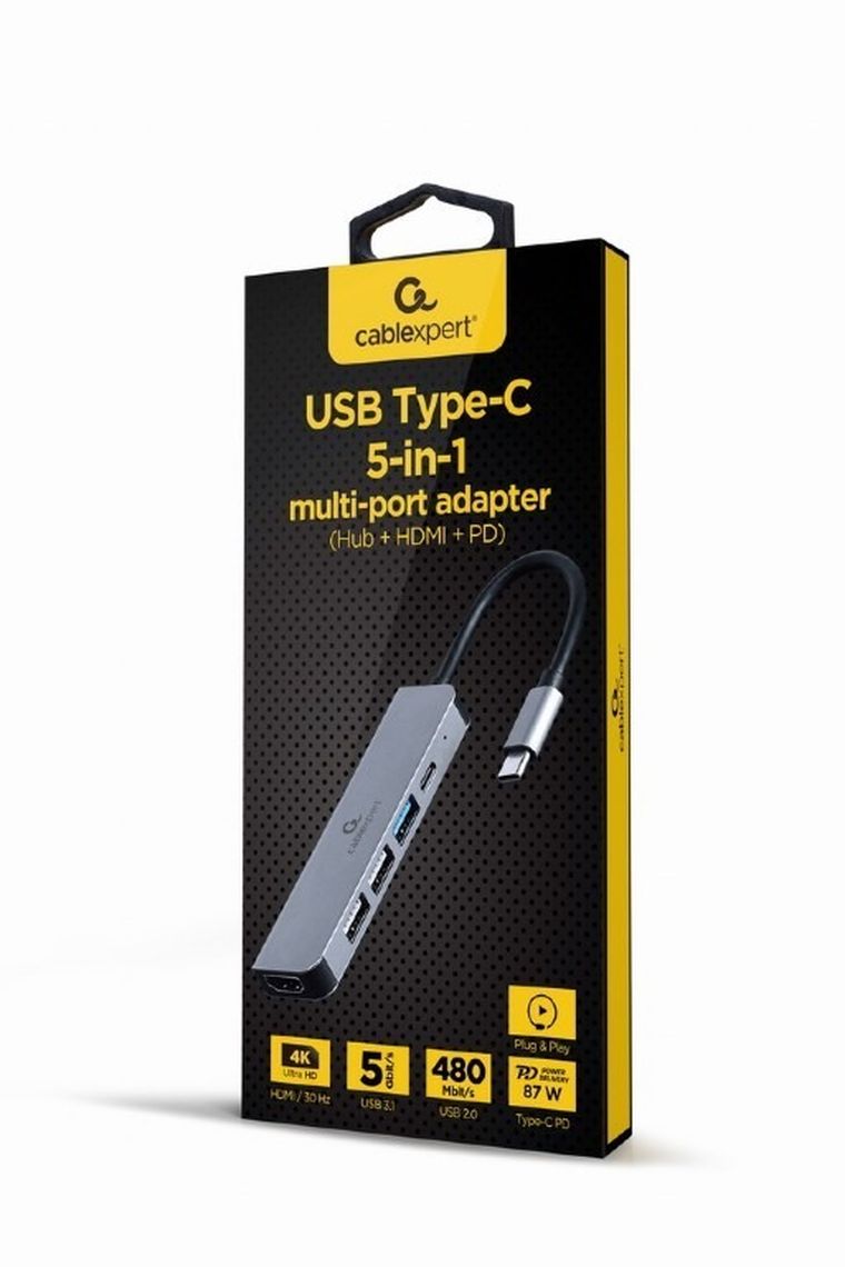 Gembird, multi adapter USB-C, 5w1