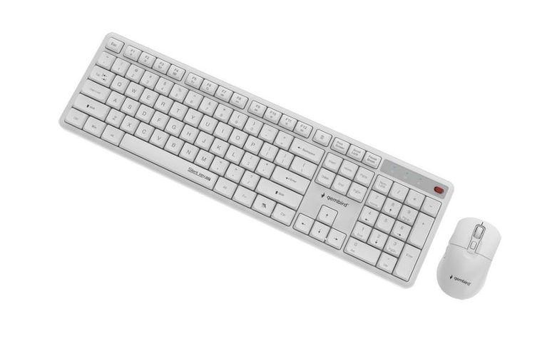 Gembird, Silent Key Pro Business, zestaw bezprzewodowy, klawiatura i mysz, biały, układ US