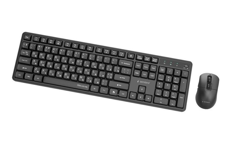 Gembird, Silent Key Pro Business, zestaw bezprzewodowy, klawiatura i mysz, czarny, układ RU