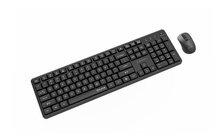 Gembird, Silent Key Pro Business, zestaw bezprzewodowy, klawiatura i mysz, czarny, układ US