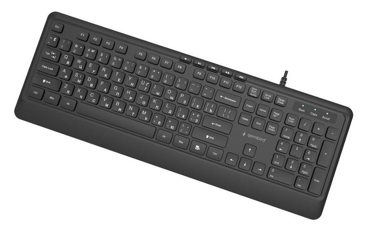 Gembird, Slim, przewodowa klawiatura, czarna, układ RU