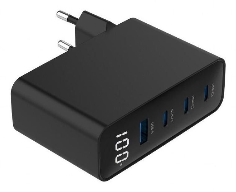 Gembird, szybka ładowarka sieciowa, 2-portowa, USB-A + USB TYP-C, 100W, czarna