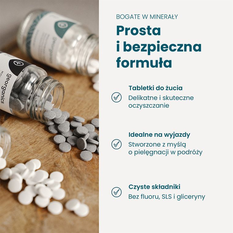 Georganics, naturalne tabletki do mycia zębów, English Peppermint, 120 tabletek