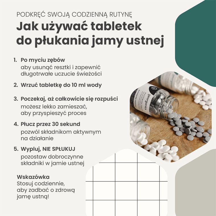 Georganics, naturalne tabletki do płukania jamy ustnej, Activated Charcoal, 180 tabletek