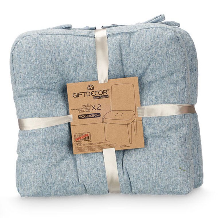 Giftdecor, poduszki na krzesło z pikowaniem i troczkami, 40-40 cm