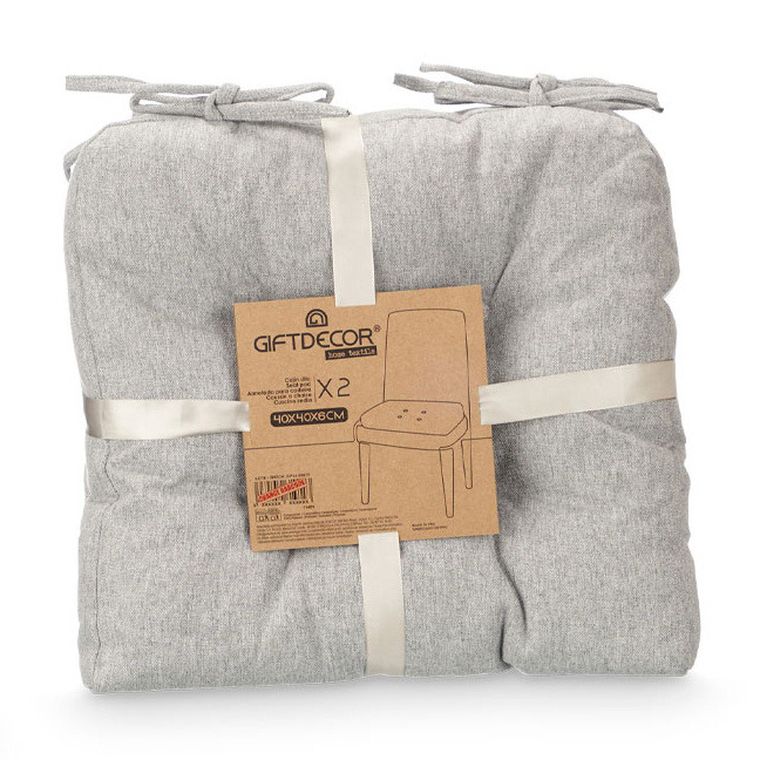 Giftdecor, poduszki na krzesło z pikowaniem i troczkami, 40-40 cm