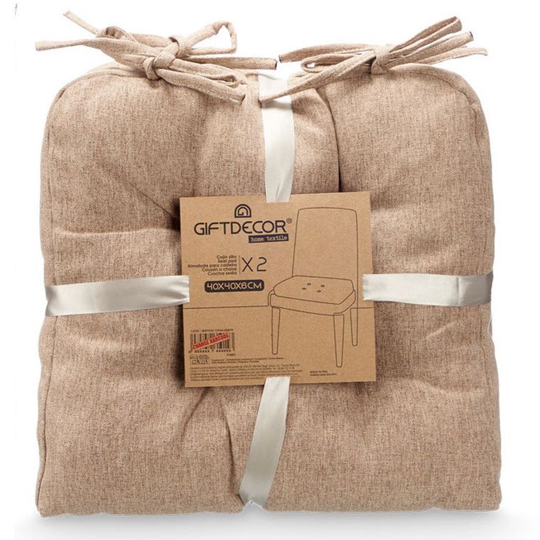 Giftdecor, poduszki na krzesło z pikowaniem i troczkami, 40-40 cm