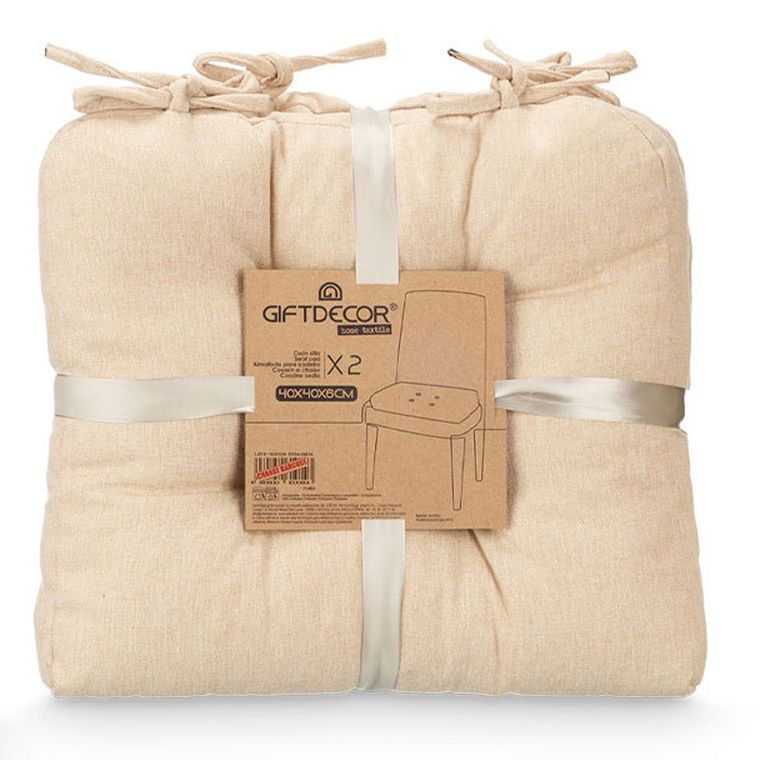 Giftdecor, poduszki na krzesło z pikowaniem i troczkami, 40-40 cm