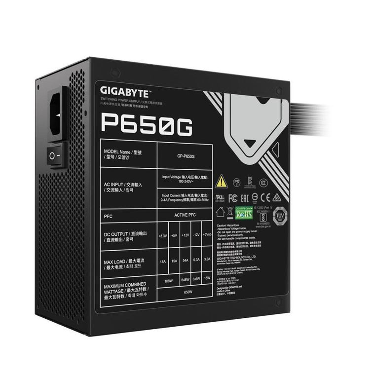 Gigabyte, P650G, zasilacz, 650W, 120 mm, 80+, gold