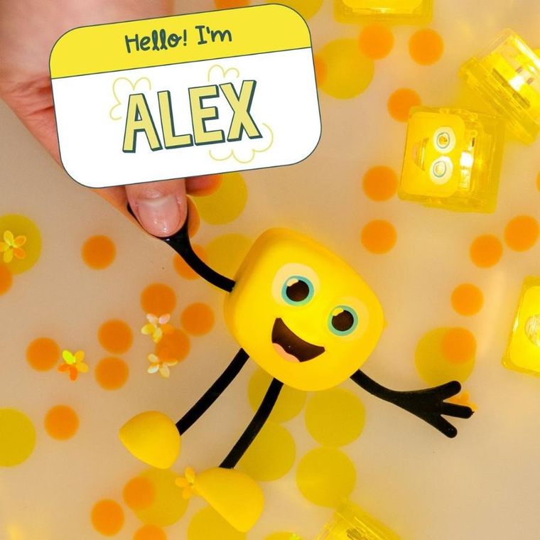 Glo Pals, Alex, postać do kąpieli i kostki sensoryczne świecące w wodzie, zestaw