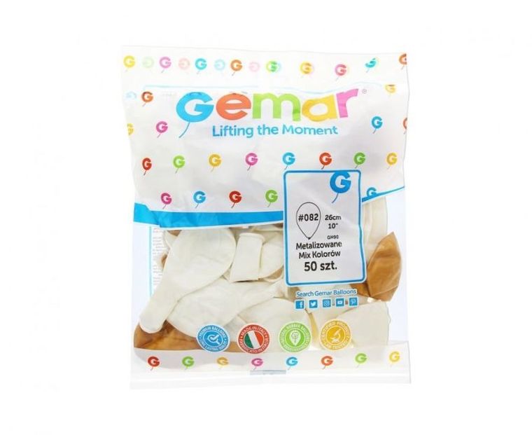 Godan, balony Metal, złote i perłowe, 50 szt.