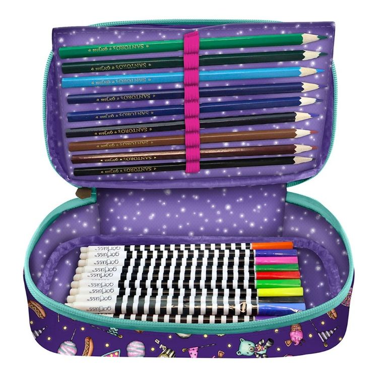 Gorjuss, Fairground, Up and away, 4-częściowy piórnik z wyposażeniem, rozkładany