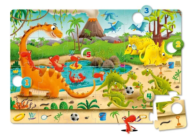 Granna, Dinozaury, maxi puzzle z dziurką, 24 elementy