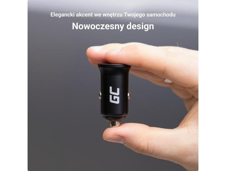 Green Cell, ładowarka samochodowa, PowerRide Nano38, 38W, 6A, 1xUSB-C, 1xUSB-A