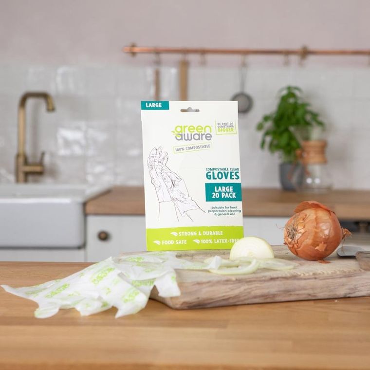 GreenAware, kompostowalne rękawiczki jednorazowe, rozmiar L, 20 szt.