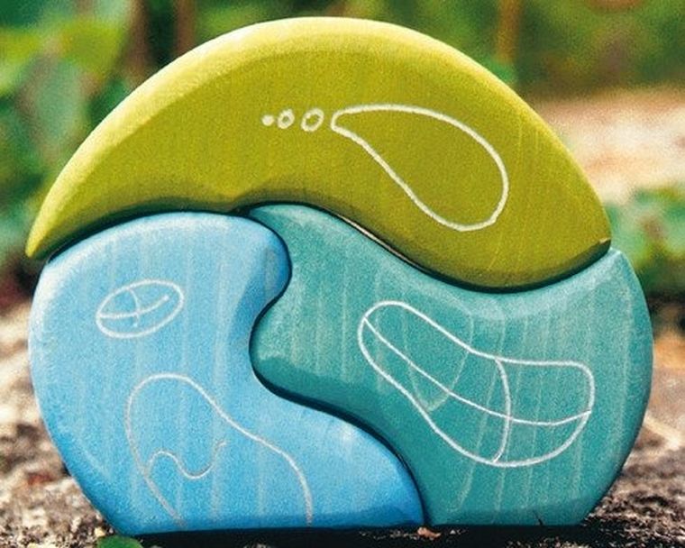 Grimm's, domek krasnoludków, klocki drewniane, niebieski