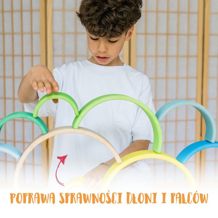 Grimm's, tęcza drewniana, neon green, 10 elementów