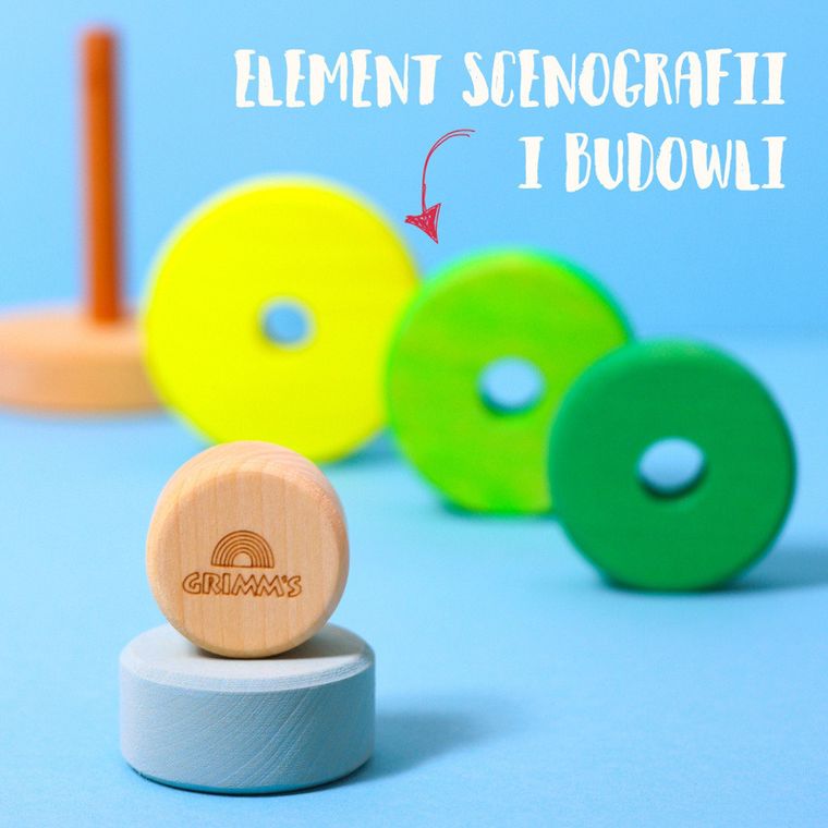 Grimms, wieża drewniana, neon green, 6 krążków