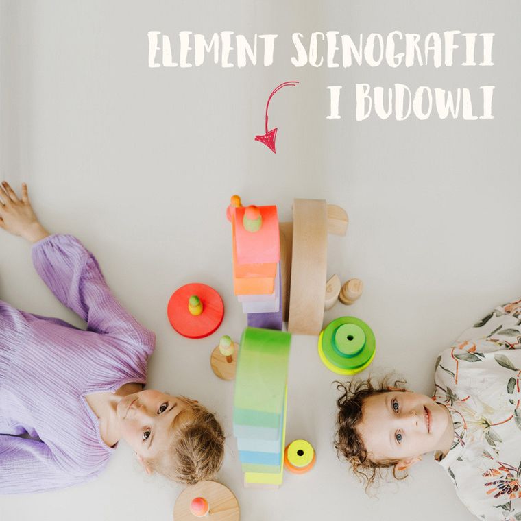 Grimms, wieża drewniana, neon pink, 10 krążków