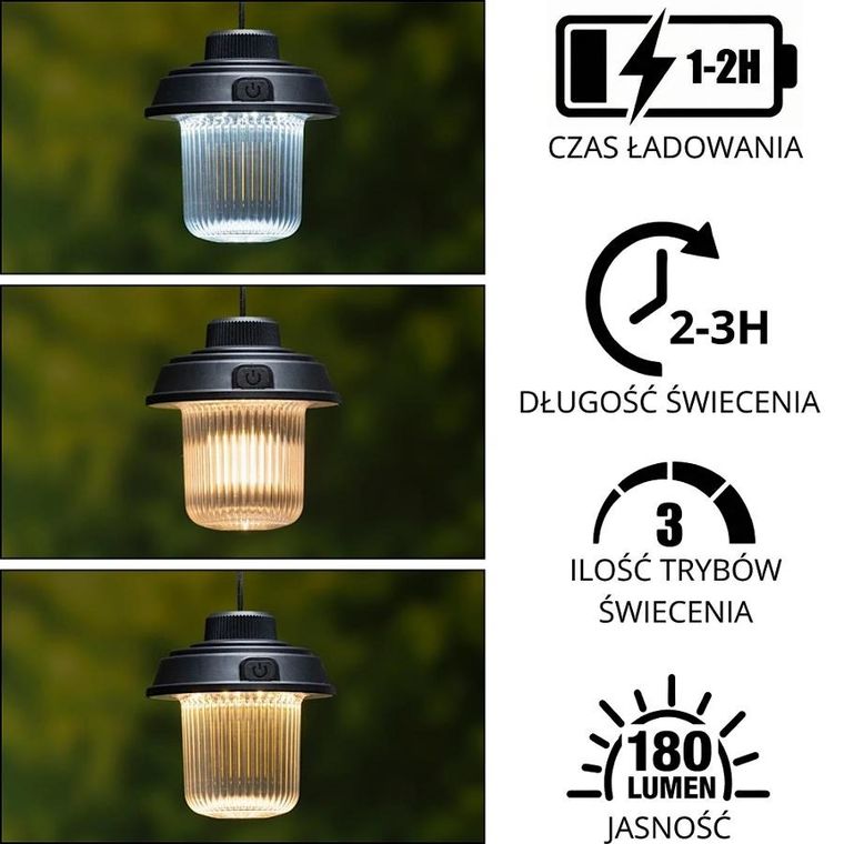 Grundig, latarka turystyczna LED, 800mAh, 180lm