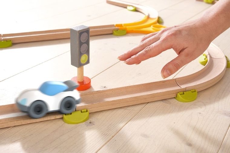 Haba, Kullerbu, sportowe auto, pojazd drewniany, biały