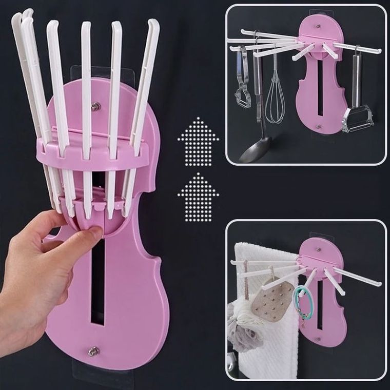Haczyk do zawieszania akcesoriów kuchennych, różowy
