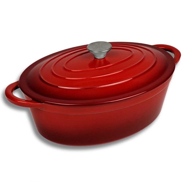 Hage, brytfanna żeliwna, emaliowana, gęsiarka, czerwona, 6l