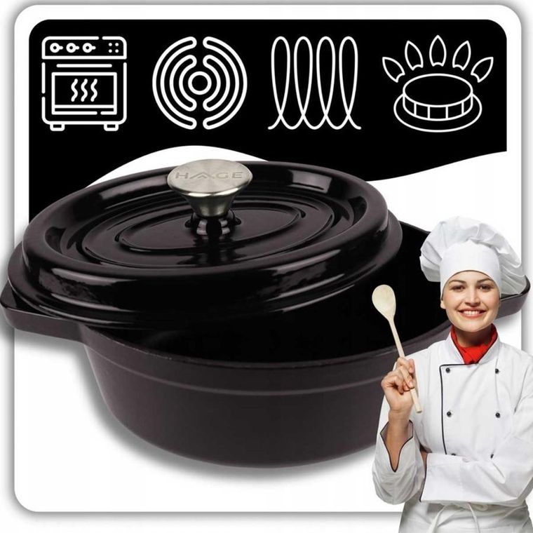 Hage, emaliowana brytfanna żeliwna, forma do chleba, czarna, 2,85l