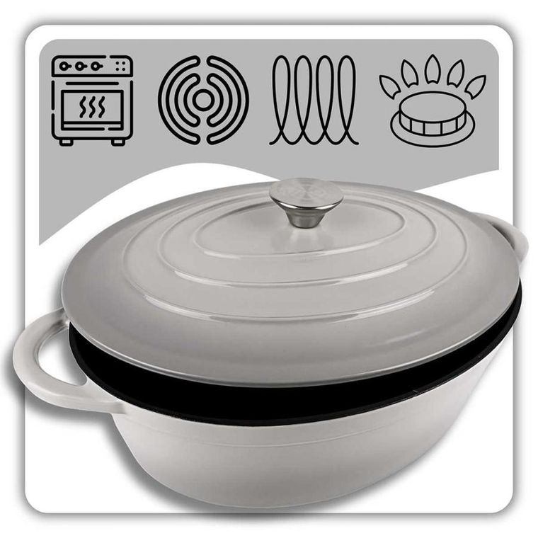 Hage, emaliowana brytfanna, żeliwna, szara, 6l